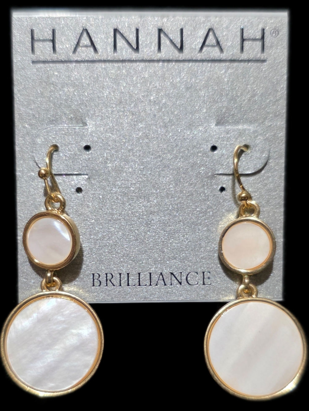 Goldtone and White Mother-of-Pearl Double Drop Earrings